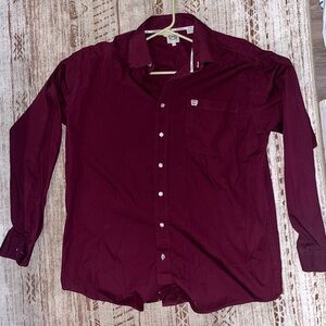 Maroon Cinch Long Sleeve Button Up Shirt